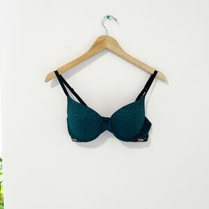 Victoria's Secret Green Floral Lace Push Up Bra Size 36C